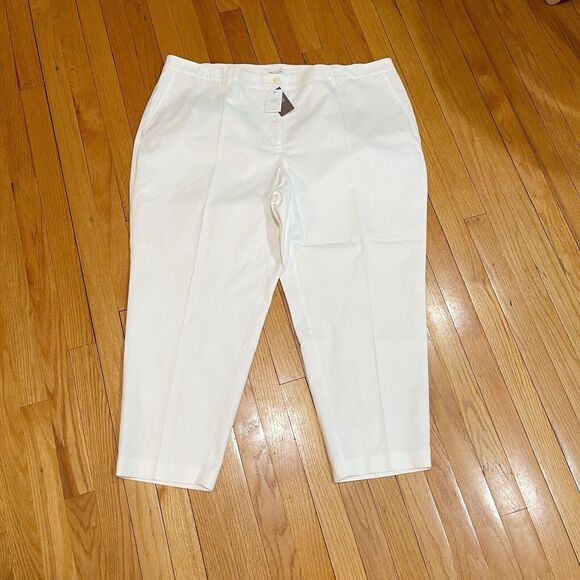 J Jill White Preppy Cropped Pants Womens Plus Size 26W Cotton Textured NEW W TAG - Picture 1 of 11